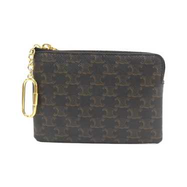 Celine Multi Key Ring Coin Card Case Light Grey Calfskin