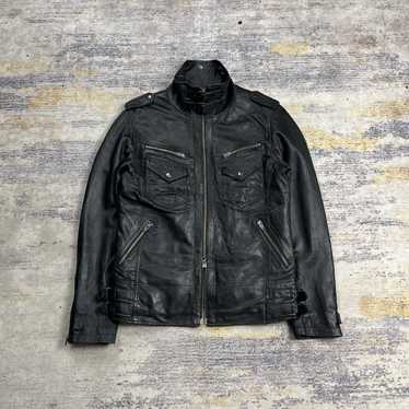 ジャケット・アウター 00s lgb coating riders jacket archive 00s Le Grande Bleu (L.G.B) 'Biker' Cut Distressed Denim
