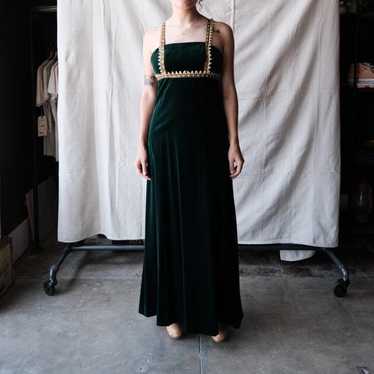 Vintage 1960's Gunne Sax Black Label Green Velvet… - image 1