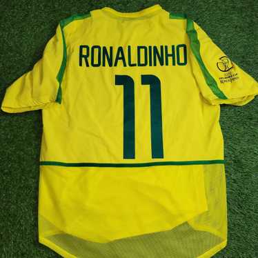 Brazil Ronaldinho 11 World Cup 2002 Home Yellow Soccer