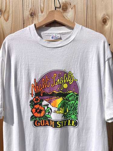 90s　vintage　USA製　GUAM　ガダオ洞窟　壁画アート　白Tシャツ Vintage vintage 90s guam - Gem
