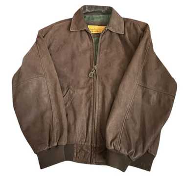 M TIMBERLAND COWHIDE LEATHER JACKET ALL WEATHER PROOF BROWN