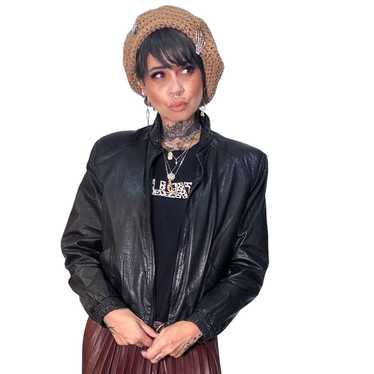 80s leather biker jacket - Gem
