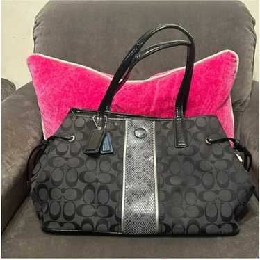 Coach Signature Python Stripe Carryall Shoulder B… - image 1