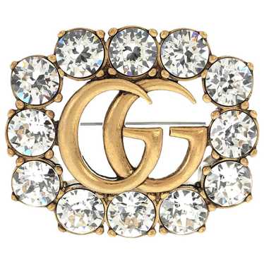 グッチ GUCCI GG ブローチ クリスタル ゴールド Metal Double G brooch with crystals in crystals | GUCCI® US
