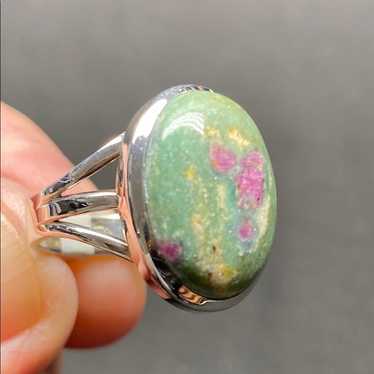 Ruby In Fuchsite Ring Size 8 In Solid Sterling Si… - image 1