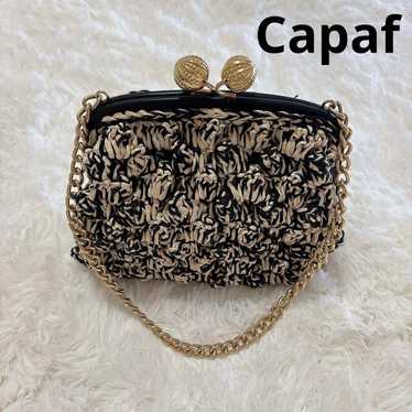 ☆capafカゴバック handmade in ITALY ネイビー 美品】capaf/カパフ/ITALY製/ゴールド金具/かごバッグ