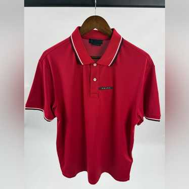 【Archive 00s】Prada bi-color polo shirt Prada Men's Silk-Cotton Mesh Striped Polo Shirt - Bergdorf
