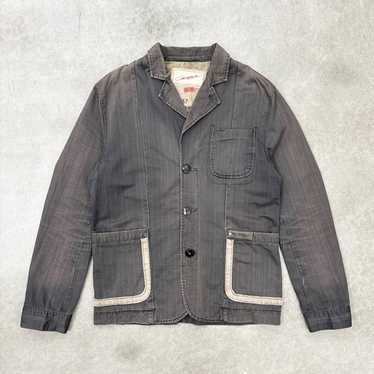 1960s Sun Drenched Moleskin French Workwear Jacket - Blue