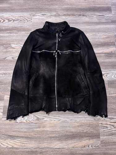 00's 14th addiction Cross Zip Leather Hooded Jacket