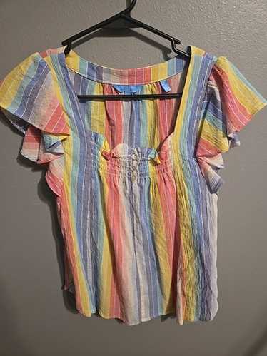 Draper James RSVP Flutter Sleeve Rainbow Striped … - image 1