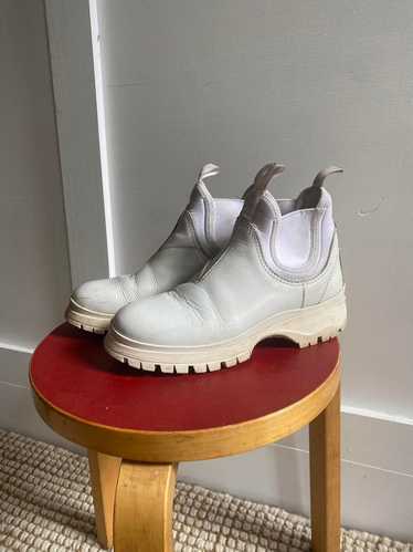 ショートブーツ・ブーティ PRADA WHITE LEATHER ANKLE BOOTS Prada White Leather Ankle Boots | italist