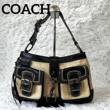 Coach Legacy Buckle Straw Shoulder Bag Coach Legacy Shoulder