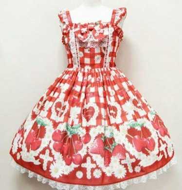 三点　Angelic pretty Cherry Jam Label ワンピース Original Print] Cherry Jam Label Onepiece