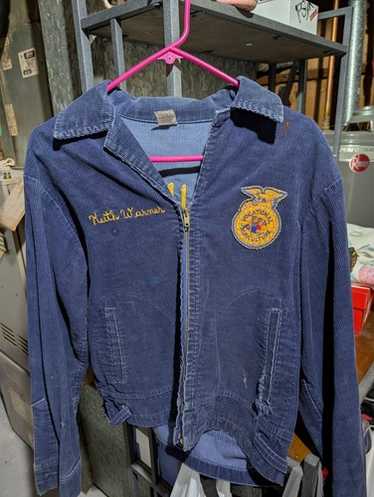 Vintage FFA Jacket Blue Corduroy 103-34 Women USA Made Chain
