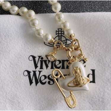 Vivienne Westwood Orietta Pearl Necklace Heart Gold 40cm no
