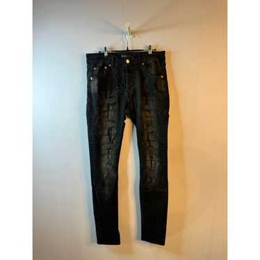 BLACK PURPLE BRAND デニム Black Purple Brand Men Distressed Denim Pants Flash Diamond