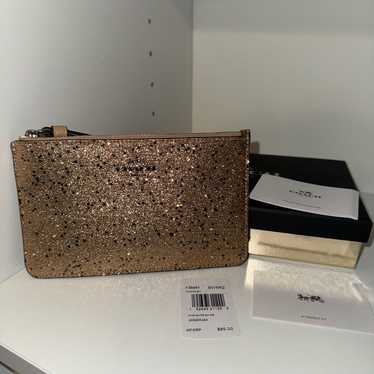 ポーチ COACH PARK Star Glitter Small Wristlet F38641 COACH Midnight Blue & Silver Star Glitter Small Wristlet
