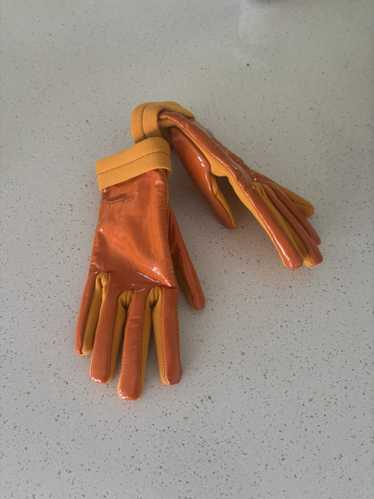 小物 90s miumiu archive leather frill glove Leather gloves Miu Miu Blue size 7 Inches in Leather - 39658884