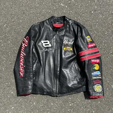 L 古着 90s Budweiser バドワイザー 革ジャン レザージャケット
