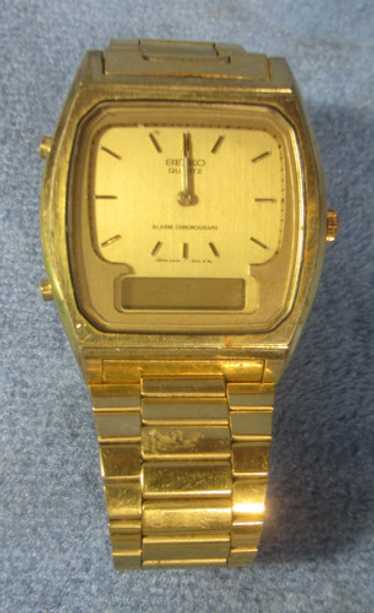 〇Nc左1045 昭和レトロ SEIKO QUARTZ DM303E オレンジ