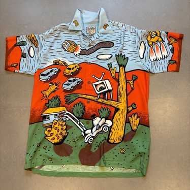 ☆90s Mambo LOUD SHIRTS総柄レーヨン半袖アロハシャツ
