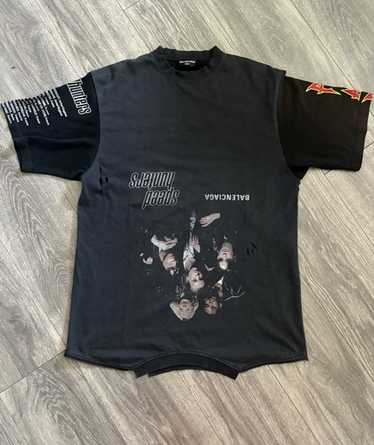 【BALENCIAGA】UPSIDE DOWN ジャージー ダメージ加工 Tシャツ BALENCIAGA】UPSIDE DOWN ジャージー ダメージ加工 Tシャツ