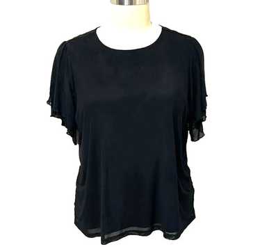 Torrid | Black Double Layer Mesh Flutter Sleeve T… - image 1