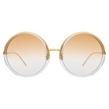 サングラス Linda Farrow Rounded Acetate Sunglasses With Gold-Plated Camila Sunglasses in Yellow Gold