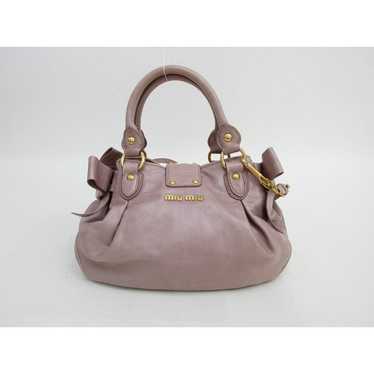 バッグ miu miu side ribbon leather hand bag Miu Miu Handbag Brown Side Ribbon Tote Shoulder Bag Leather
