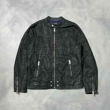 ジャケット・アウター 00s DIESEL black jersey wzip riders y2k Vintage Y2K Black Indie Grunge Motorcycle Biker Leather