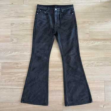 パンツ 00s SHELLAC waxed black flare denim Y2K Mens Black Waxed Leather Flare Pants: Baggy Y2K Style