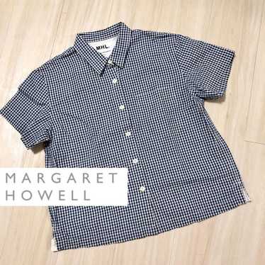 MARGARET HOWELL 半袖シャツ IIブラック・ホワイトチェック MARGARET HOWELL｜COTTON LINEN CHECK SHIRT | Rakuten Fashion
