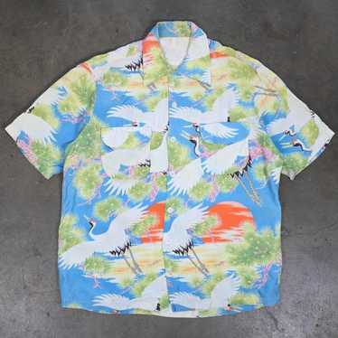 40s U.S.VINTAGE Cotton Handmade Hawaiian Shirt Open Collar