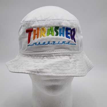 帽子 80s 90s THRASHER HAT Vintage 90s Thrasher Magazine Unisex L/XL Bucket Hat Rainbow