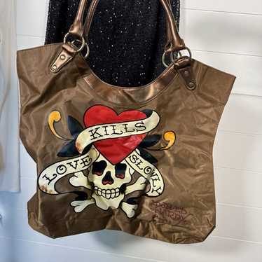 エド・ハーディー　ラブキルバッグ　ハンドバッグ　Y2K 　Ed Hardy Ed Hardy Double Handle Bag Black Rose of Death Skull Rose