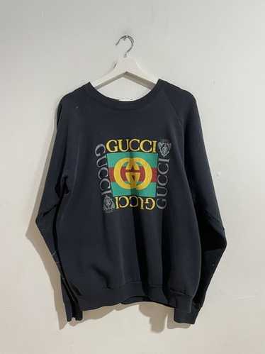 【GUCCI】1980s Embroidery L/S Sweat Shirt Gucci 1980 Printed Shirt T-shirt With Embroidered Flower and