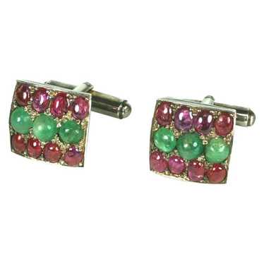 Mughal Emerald And Ruby Cufflinks - image 1