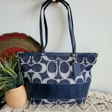 良品 Coach Legacy Denim Signature Tote Bag coach legacy denim signature stunning tote – Cosmopolitan