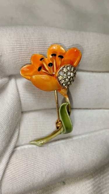 Vintage poppy enamel - Gem