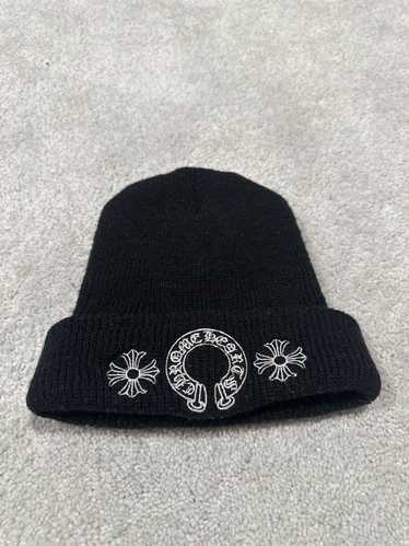Chrome Hearts Black & White Horseshoe Logo Wool Beanie