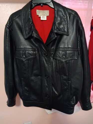 Gucci/leather/tailored/jacket/Vintage❣️ Gucci Lamb Leather Moto Jacket embellished with pearls and