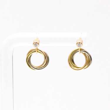 洗練ジュエリー【Cartier】Trinity earrings diamonds WG YG PG Cartier Trinity Diamond Earrings in 18K White Gold & Ceramic