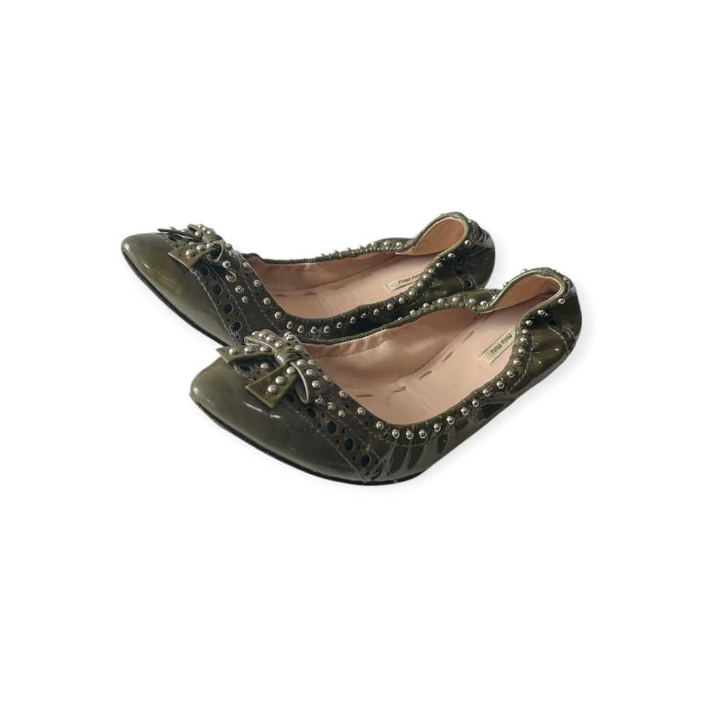 Miu Miu Miu Miu Patent Leather Flats with Studs a… - image 2