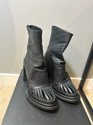 ANN Demeulemeester ブラック オープントゥウェッジヒール ANN Demeulemeester ブラック オープントゥウェッジヒール