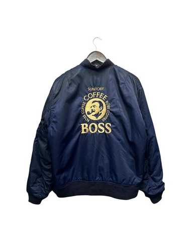 SUNTORY COFFEE BOSS ナイロンスタジャン 90s ビンテージ RARE!!VTG 80s Suntory Boss Suntory Original Design Varsity