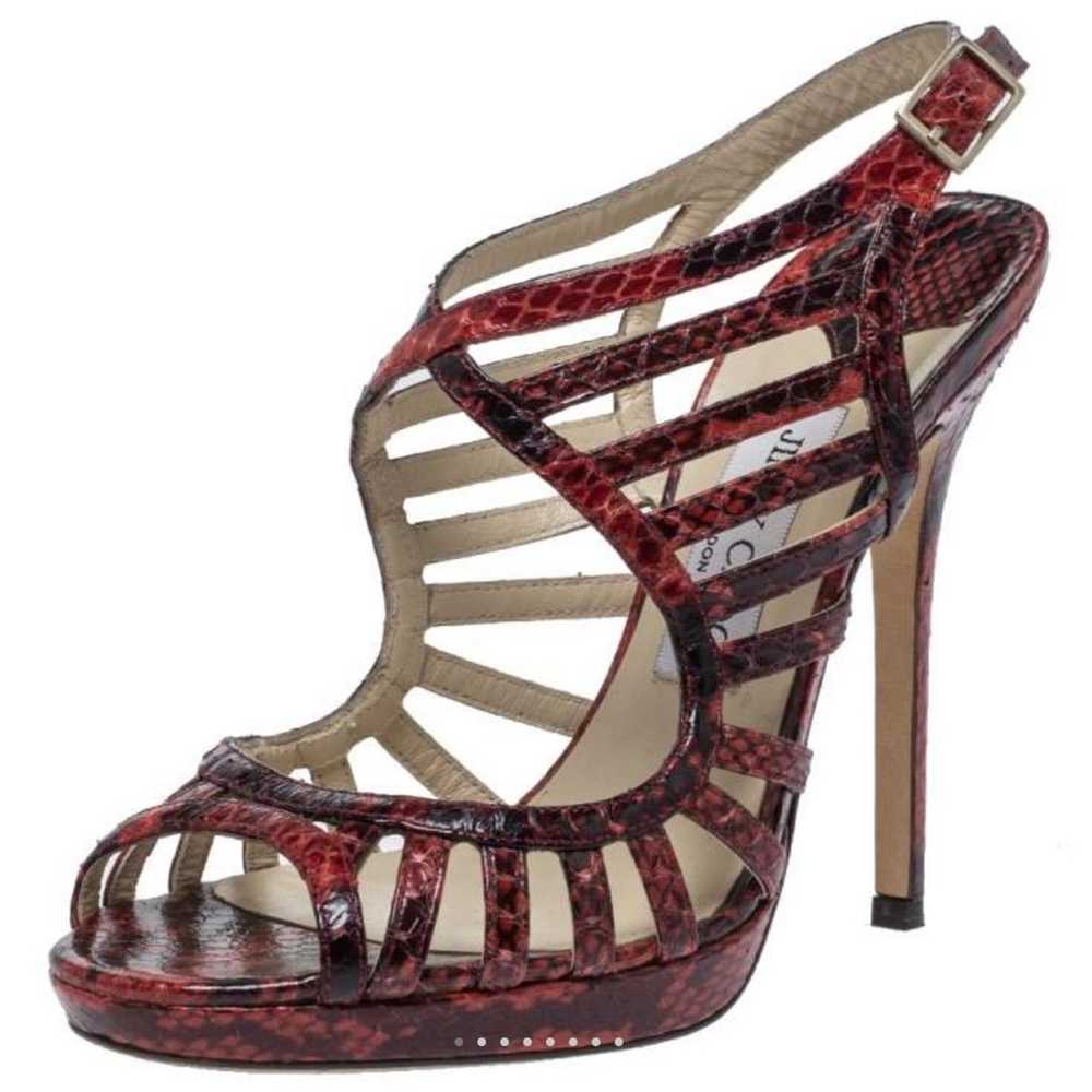 Jimmy Choo Red Python Keenan Python Platform Sand… - image 2