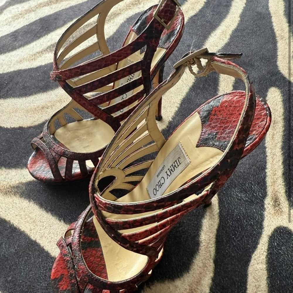 Jimmy Choo Red Python Keenan Python Platform Sand… - image 5