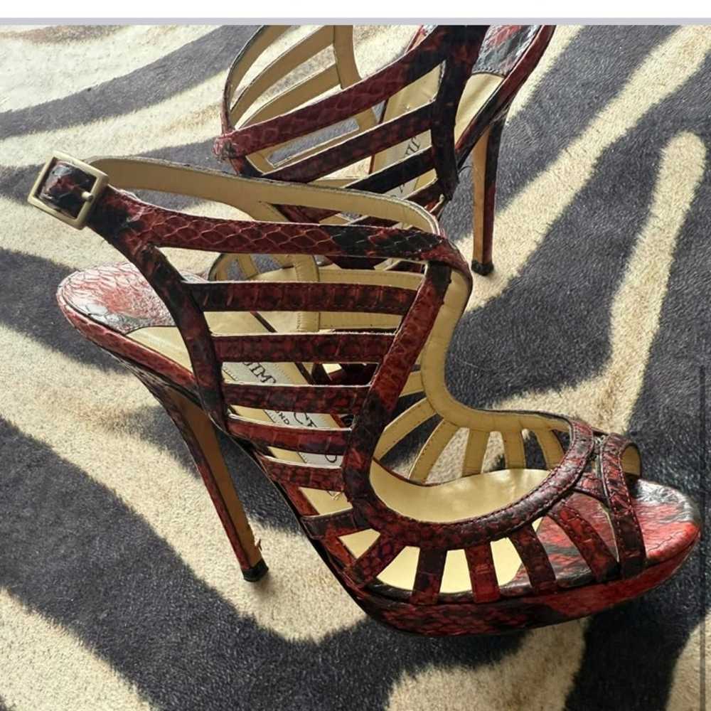 Jimmy Choo Red Python Keenan Python Platform Sand… - image 6