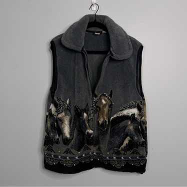 トップス 90s MAZMANIA fleece vest Mazmania horse teddy fleece - Gem